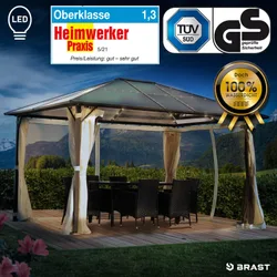Alu-Pavillon PREMIUM 3x4m beige inkl. LEDs