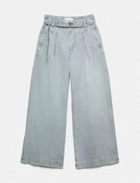 High Waisted Belted Slouchy Wide Leg Jeans Grey female - Per Una - FashionsVida