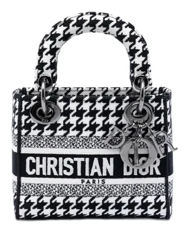 Mini Embroidered Canvas Houndstooth Lady D Lite - Dior - FashionsVida