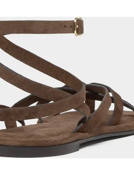 Sandalias planas de mujer de piel con tiras - Brownie - FashionsVida