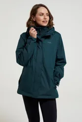 Fell' Womens 3 In 1 Jacket Water Resistant Inner Fleece Hooded Rain Dark Green - Size 8 Uk