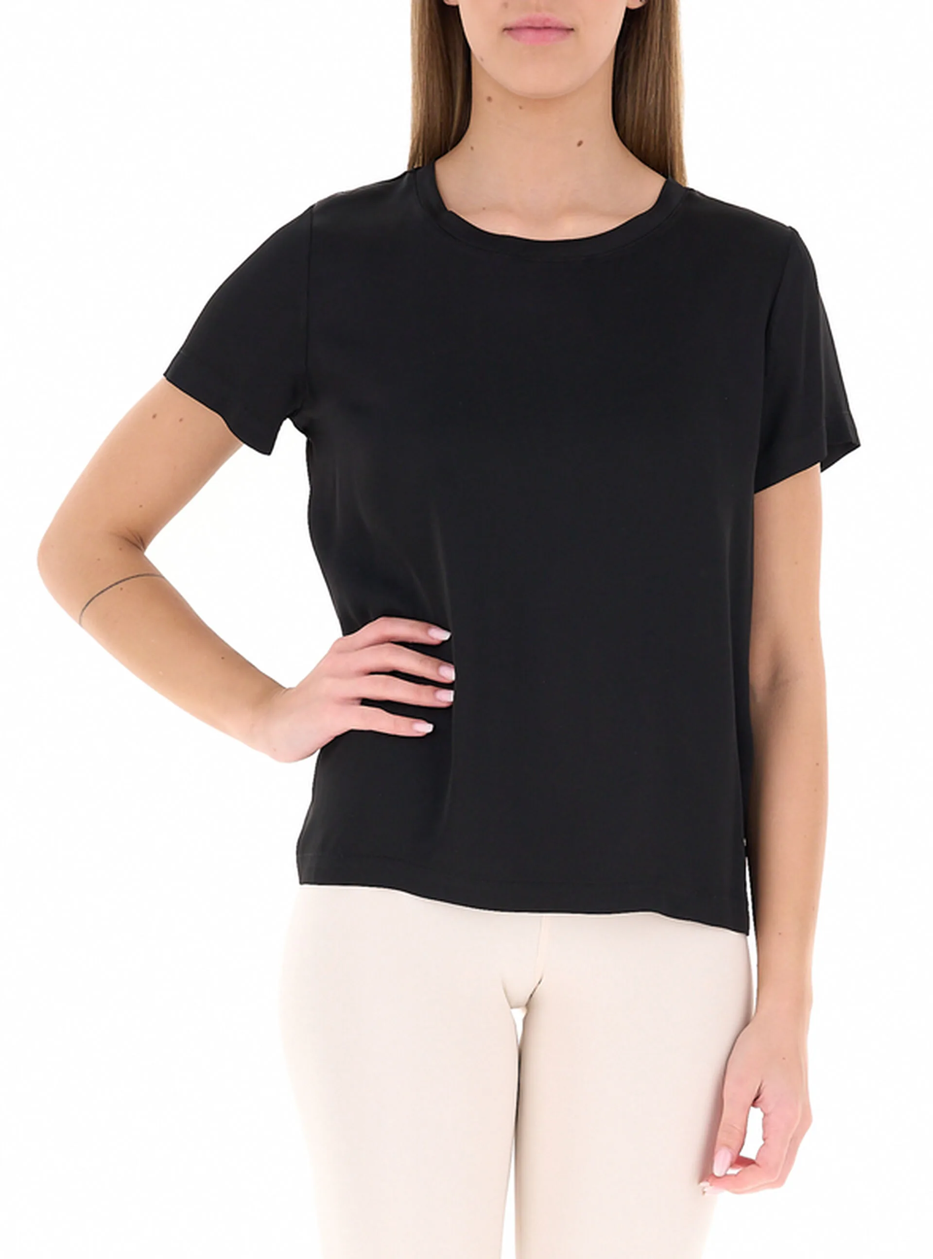 VICOLO T-shirt in satin NERO M - VICOLO - FashionsVida