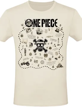 Anime T-Shirt - Treasure Map - S bis XXL - für Männer - Größe M - natur - Lizenzierter Fanartikel - Männer - male - one piece - FashionsVida