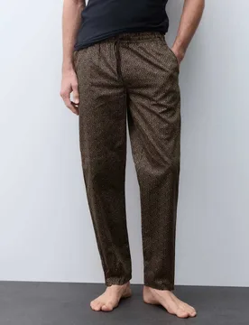 Cotton Rich Geometric Print Elasticated Pyjamas Bottoms Dark Mole male - Autograph - FashionsVida