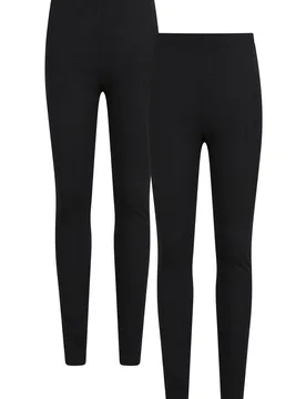 Talus Womens Baselayer Thermal Leggings 2-Pack - Black - Black - Size: 12 - Mountain Warehouse - FashionsVida