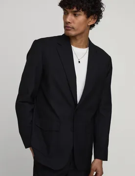 Herren Gerade Geschnittenes Sakko Mit Western-Details Black Größe 40 - boohooMAN - FashionsVida