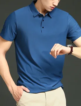 Men's Solid Polo Shirt Short Sleeve Loose Fit Traceless Golf T-Shirt Elastic Ironless Thin Polo Neck Top Summer Breathable Polo - Aliexpress - FashionsVida