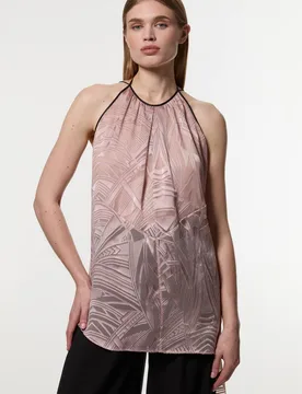 Women's Amelia Graham Petite Burnout Halter Neck Asymmetric Tunic in Pink Size: 16 - Pink - Size: 16 - Karen millen - FashionsVida