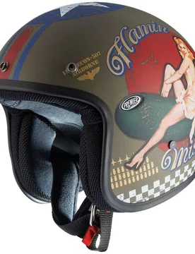 Casco Moto Jet Custom CLASSIC PIN UP MILY BM taglia S - Premier - FashionsVida