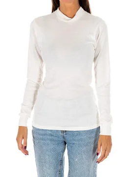 Womens Long-Sleeved T-Shirt With Half-High Collar 1625-M Women - Beige - Size 2xl - Kisses&Love - FashionsVida