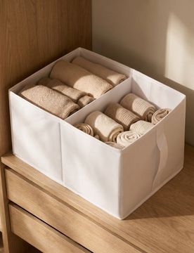 Organizzatore in tessuto con scomparto - bianco