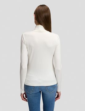 Slim Long Sve Turtleneck Top Ecru Größe XL female