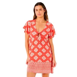 Robe Courte à Manches Courtes Ventura Tiered Red L