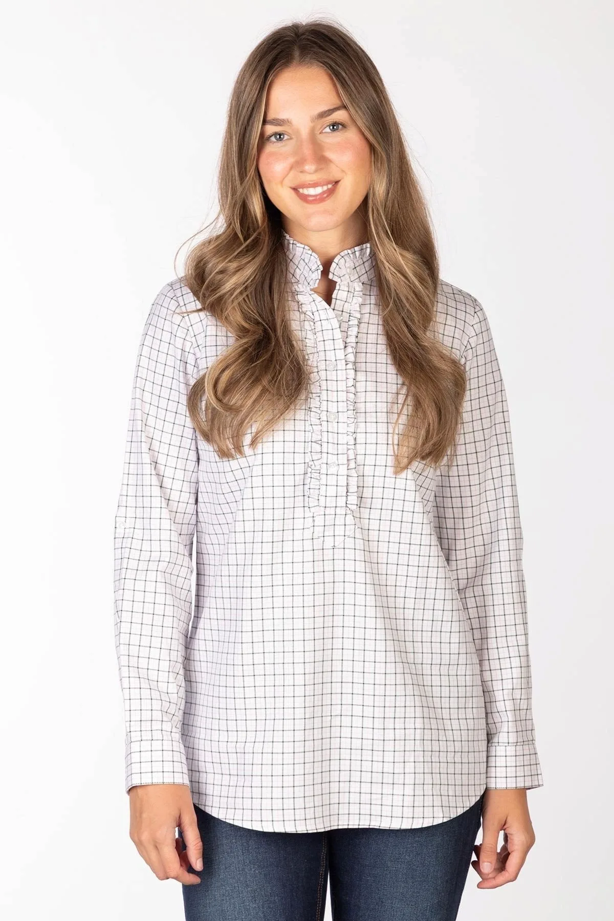 Hannah Womens Overhead Ruffle Shirt - - Size: 20 - Rydale - FashionsVida
