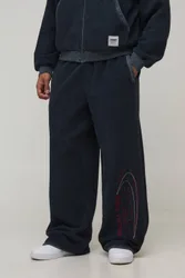 Herren Weite Jogginghose mit umgekehrten Distressed-Details und gewebten Laschen Charcoal Größe XS