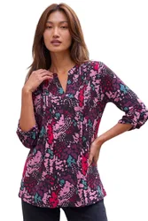 Women's Abstract Animal Print Pintuck Shirt in Pink Size: 12 - Pink - Size: 12