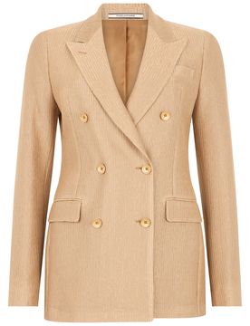 Women's Double-Breasted Cotton Blazer with Classic Collar