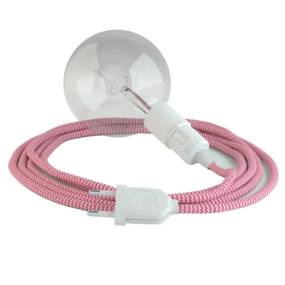 Cables Suspension Luminaire Rz08 Zigzag 3 M Fuchsia / White One Size - Creative - FashionsVida