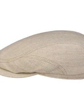Sustainable Heavy Twill Flat Cap by - oatmeal - Size: S (54-55 cm) - Stetson - FashionsVida