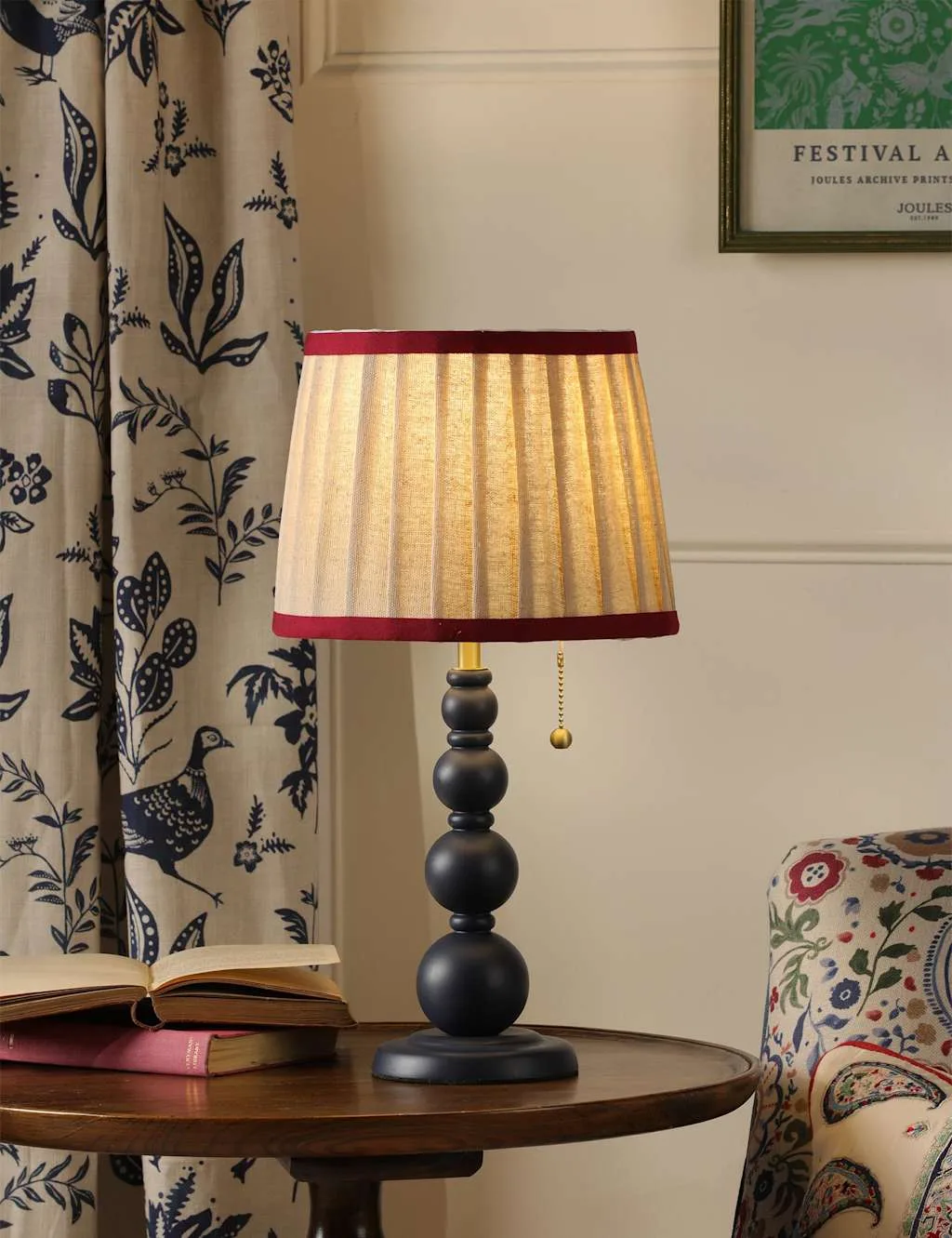 Harewood Wooden Bobbin Table Lamp Cream Mix - Joules Home Lighting - FashionsVida