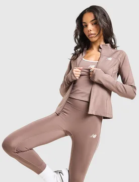 Womens Felpa con Cappuccio Full Zip Pipe - Marrone, marrone marrone Donna taglia L - New Balance - FashionsVida