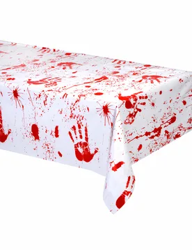 Horror-Tischdecke Blutiger Handabdruck weiss-rot 274x137cm - 360 Degrees - FashionsVida