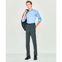 Pantalón hombre vestir regular fit lana liso azul
