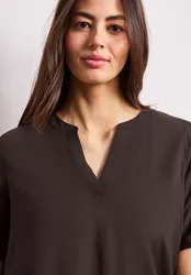 Kurzarm Bluse mit Turn-Up female Braun