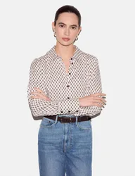 Geometric Collared Shirt Cream Mix female