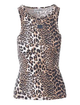 Ganni Canotta con stampa leopardata