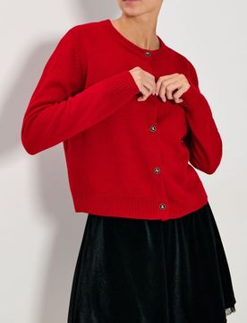 Cardigan con bottoni - rosso