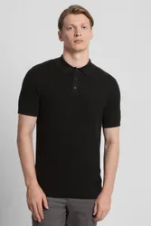 Mens Boucle Textured Short Sleeve Polo Shirt