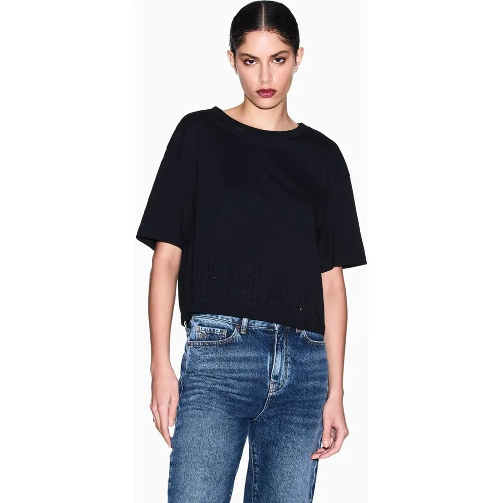 Camiseta de mujer manga corta cropped - Armani Exchange - FashionsVida