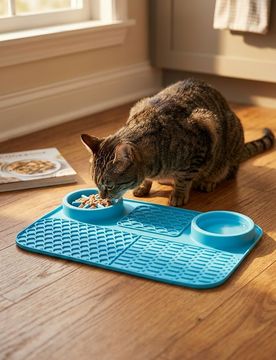 Tappetino che rallenta l'alimentazione per cani - azzurro