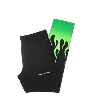 Pantalone Tuta Leggero Uomo Green Shaded Flames Pants Black/green