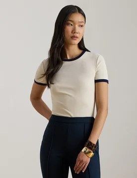 Camiseta de mujer de manga corta y cuello redondo - Lauren Ralph Lauren - FashionsVida