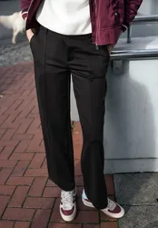 Street One Wide Leg Twill Hose female Schwarz