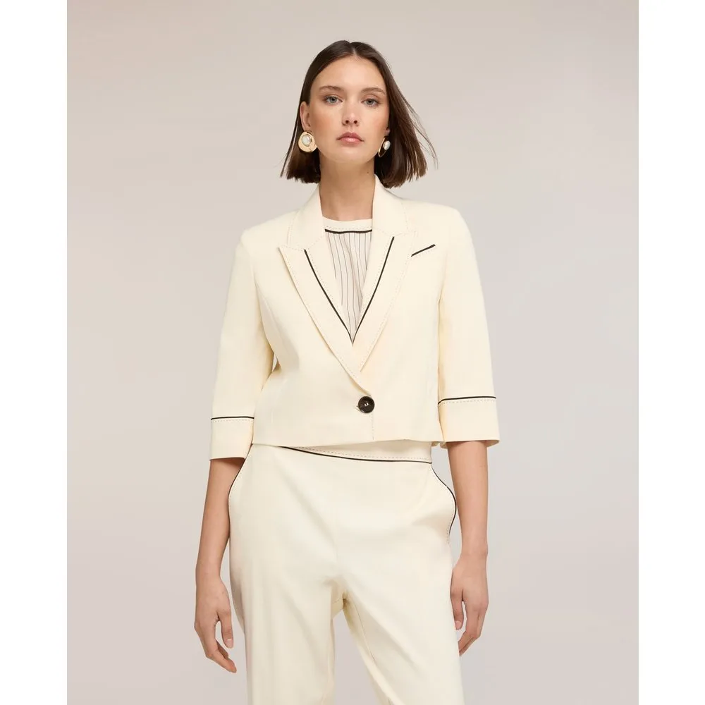 Chaqueta de mujer spencer the tailoring lab modelo boxy con mangas de tres cuartos - Motivi - FashionsVida