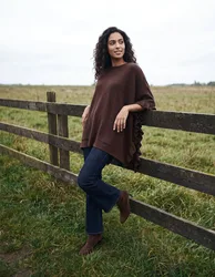 Frill Detail Pocket Cape - ONE / DARK CHOCOLATE - female