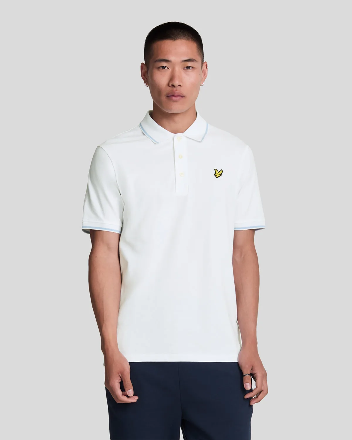 Men's Tipped Polo Shirt in White/Light Blue - Lyle & Scott - FashionsVida