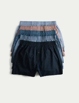 Pack Pure Cotton Foulard Woven Boxers Navy Mix male - M&S - FashionsVida