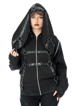 Gothic Kapuzenjacke - Grim Bunny Hood - XS bis 3XL - für Damen - Größe S - schwarz/rot - Frauen - female