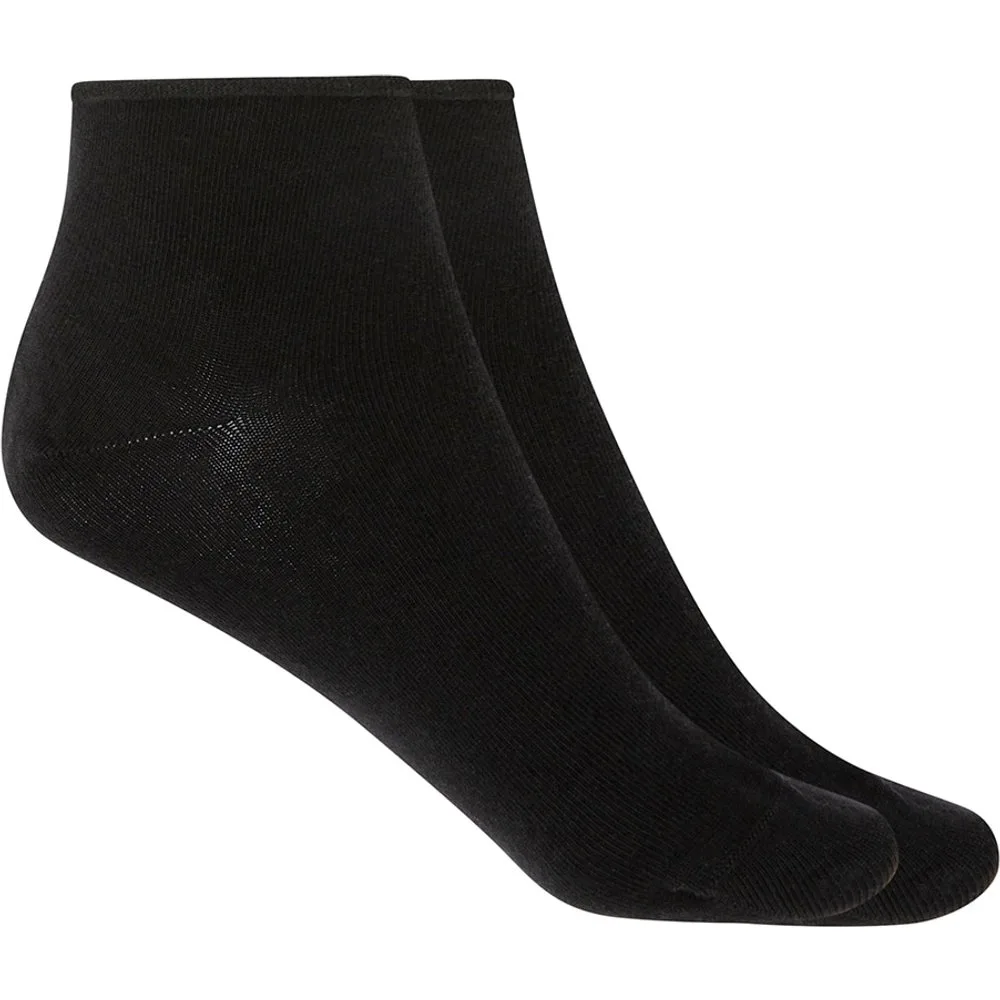 Pack de 2 pares de calcetines de mujer de algodón tobilleros lisos con puño roulé - Punto Blanco - FashionsVida