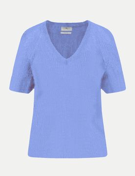 Strickpullover aus Leinen Blau L