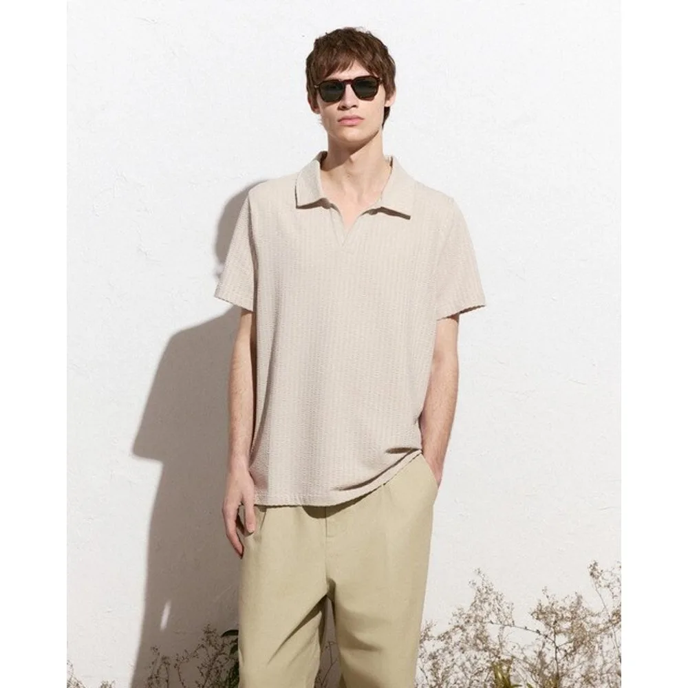 Polo manga corta seersucker de hombre - Green Coast - FashionsVida