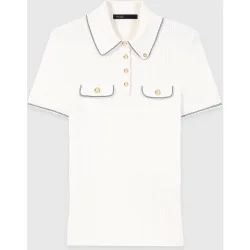 Polo de mujer de manga corta de punto de canalé