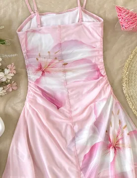 Vestido de tirantes con volantes y estampado floral para niña preadolescente, color rosa - Shein - FashionsVida
