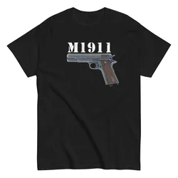 Army Gun M1911 Pistol T-Shirt 100% Cotton O-Neck Short Sleeve Summer Casual Mens T-shirt Streetwear