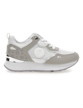 Sneaker bianca e grigia con inserti argento 9623 37