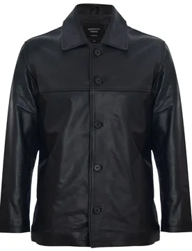 Mens Classic Cowhide Box Jacket - Black - Size Large - Infinity Leather - FashionsVida